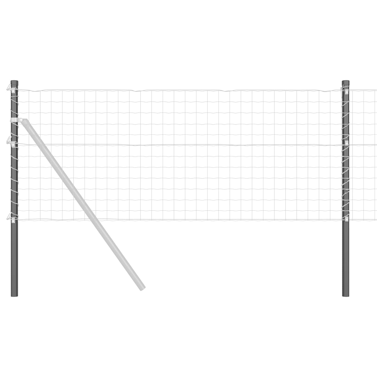Stup za ogradu 2 pcs Siva 50 cm Čelik s praškastim premazom