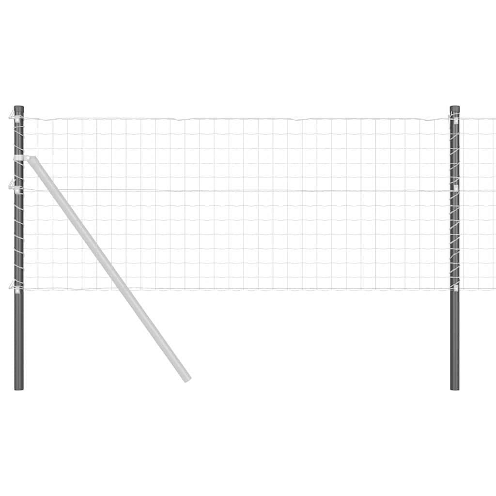 Stup za ogradu 2 pcs Siva 80 cm Čelik s praškastim premazom