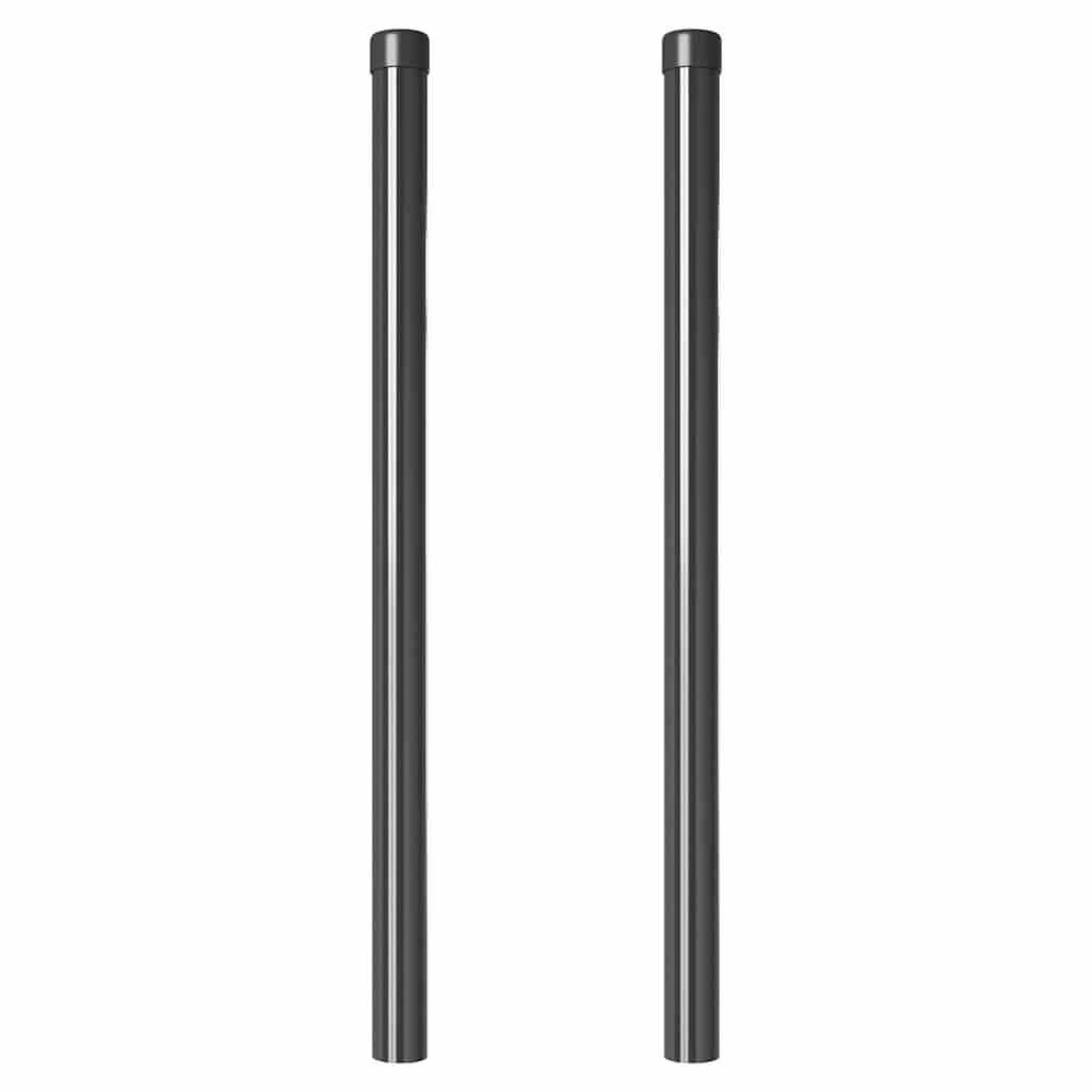 Stup za ogradu 2 pcs Siva 80 cm Čelik s praškastim premazom
