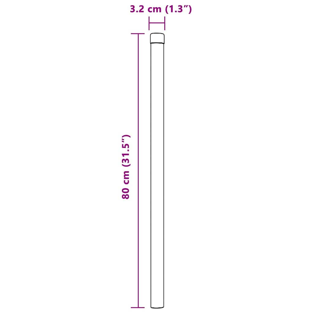 Stup za ogradu 2 pcs Siva 80 cm Čelik s praškastim premazom