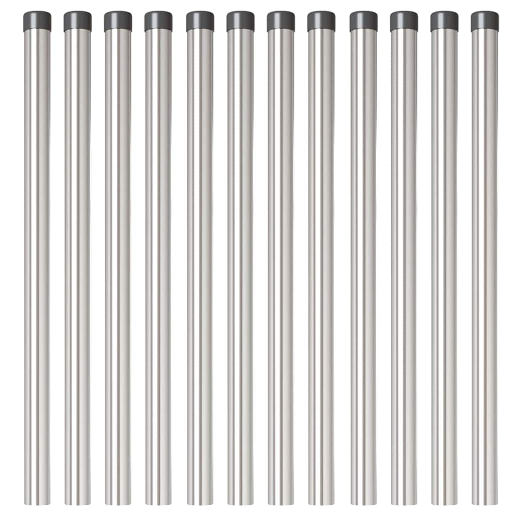Stup za ogradu 12 pcs Srebrno 90 cm Čelik s praškastim premazom