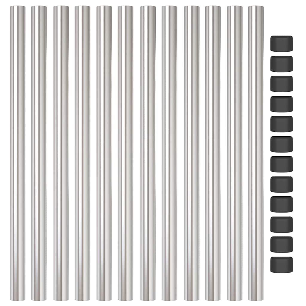 Stup za ogradu 12 pcs Srebrno 90 cm Čelik s praškastim premazom