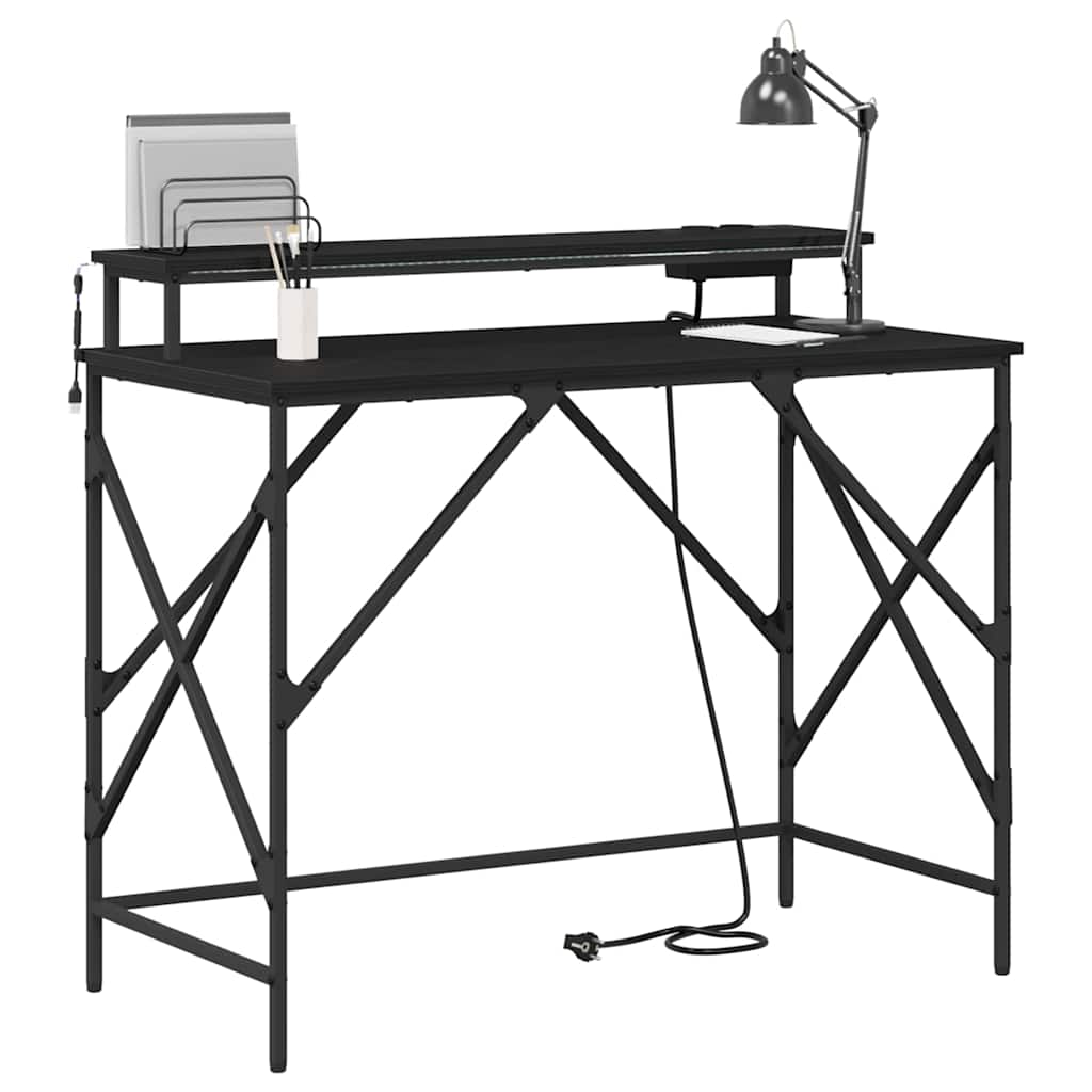 Stol s policom Crni hrast 100 x 50 x 86,5 cm Konstruirano drvo
