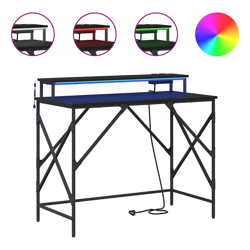 Stol s policom Crni hrast 100 x 50 x 86,5 cm Konstruirano drvo