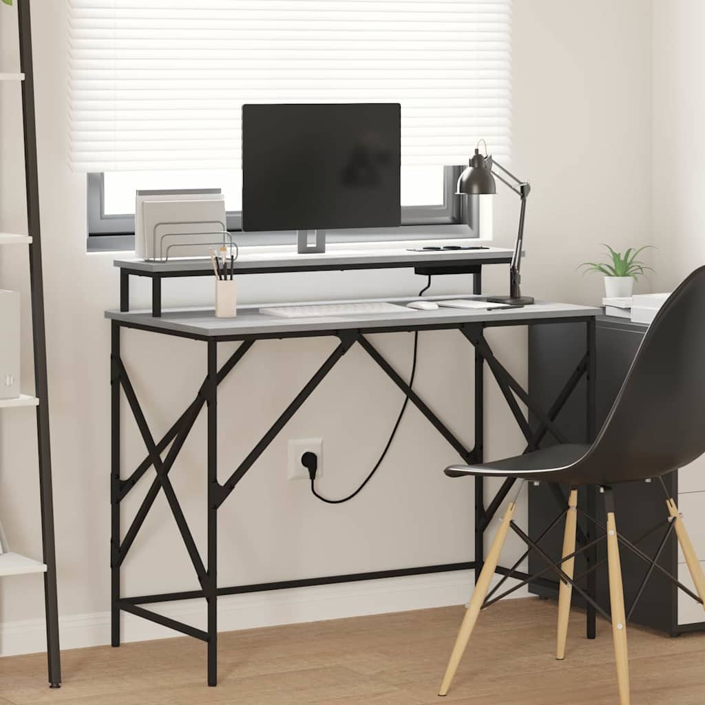 Stol s policom Siva Sonoma 100 x 50 x 86,5 cm Konstruirano drvo