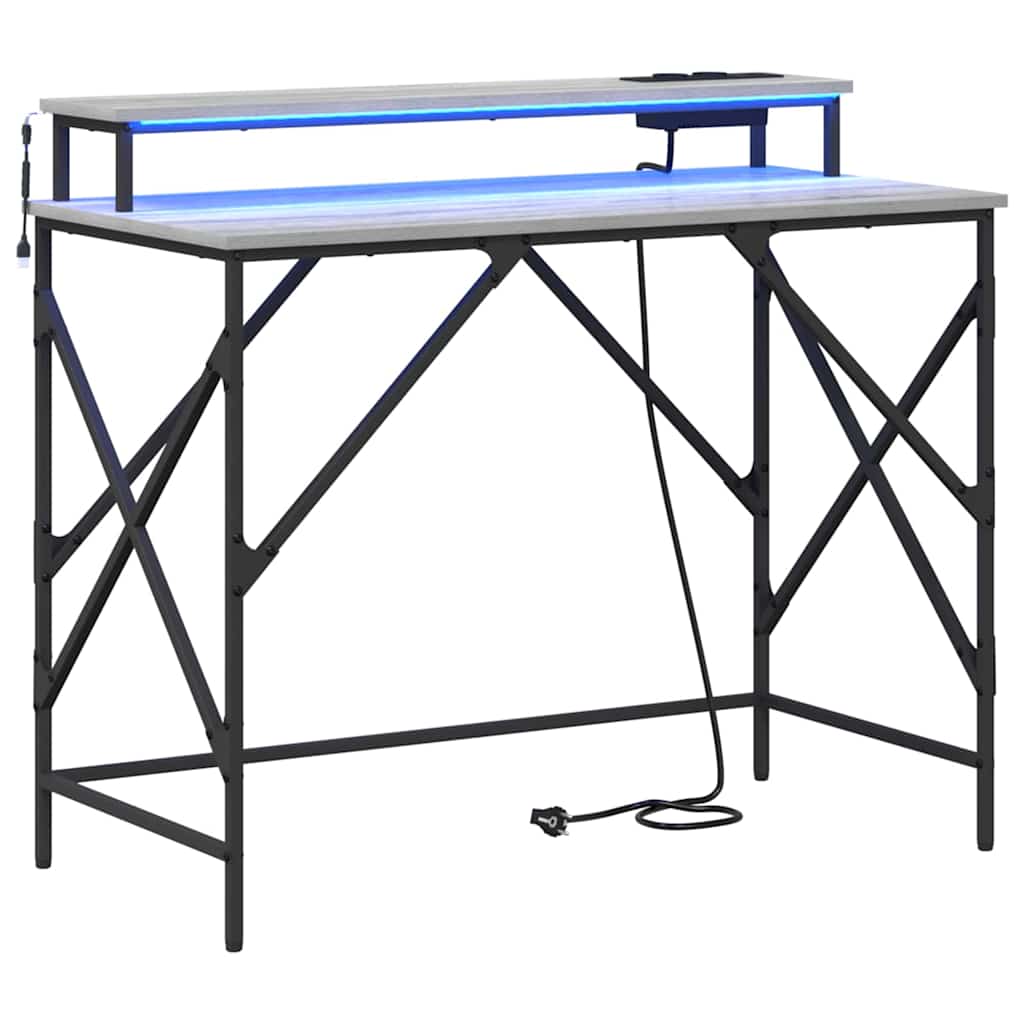 Stol s policom Siva Sonoma 100 x 50 x 86,5 cm Konstruirano drvo