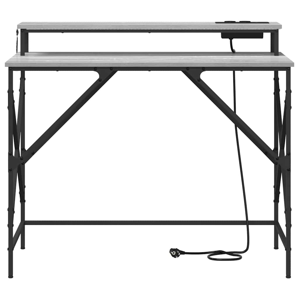 Stol s policom Siva Sonoma 100 x 50 x 86,5 cm Konstruirano drvo