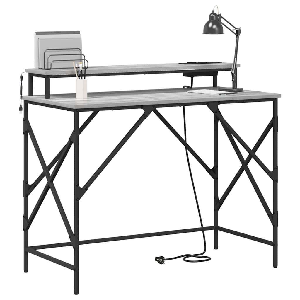 Stol s policom Siva Sonoma 100 x 50 x 86,5 cm Konstruirano drvo
