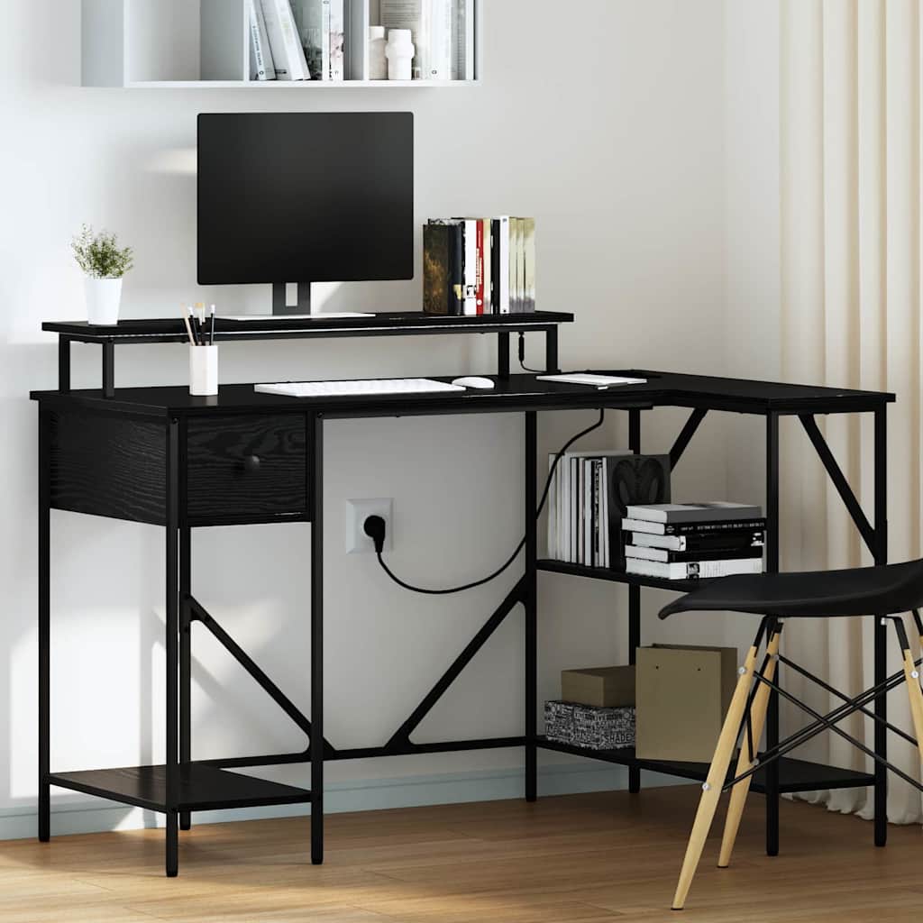 Stol s ladicama Crni hrast 120 x 79 x 86,5 cm Konstruirano drvo