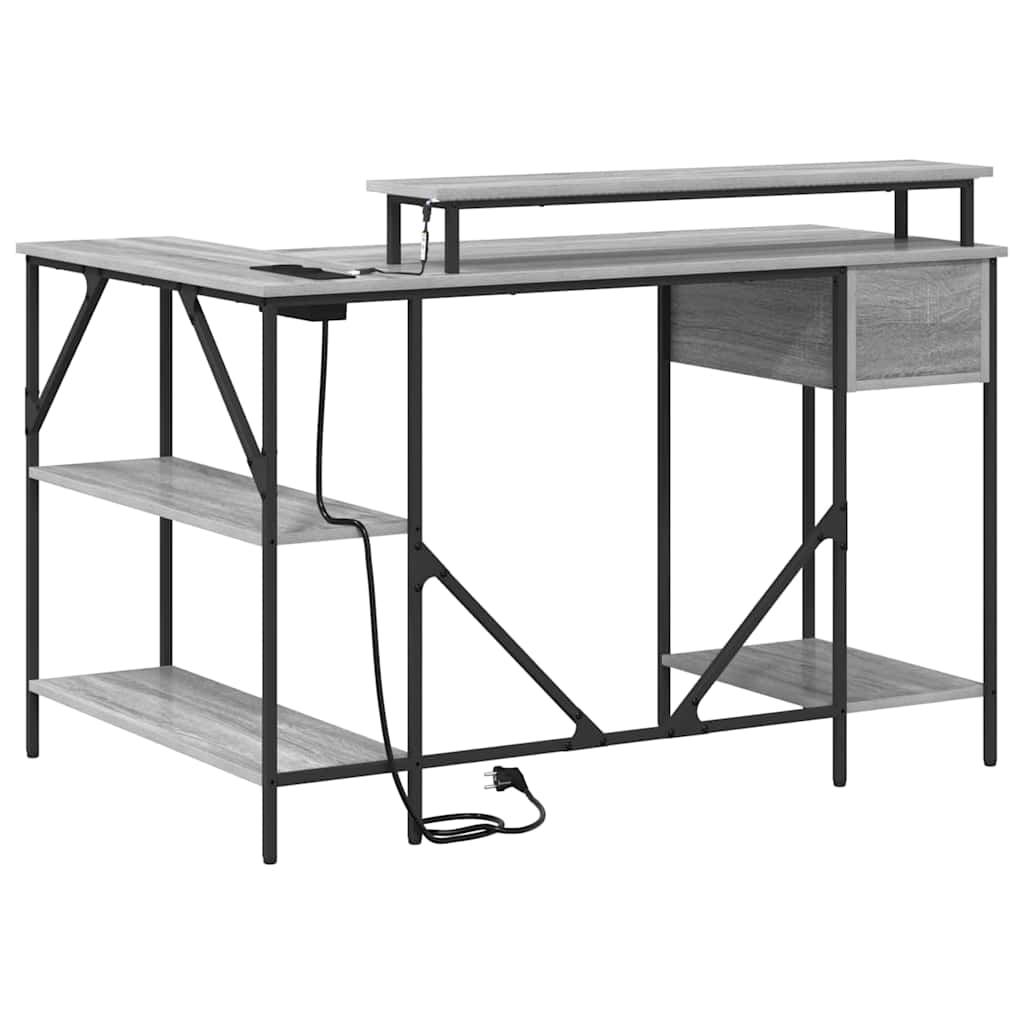 Stol s policom Siva Sonoma 120 x 79 x 86,5 cm Konstruirano drvo