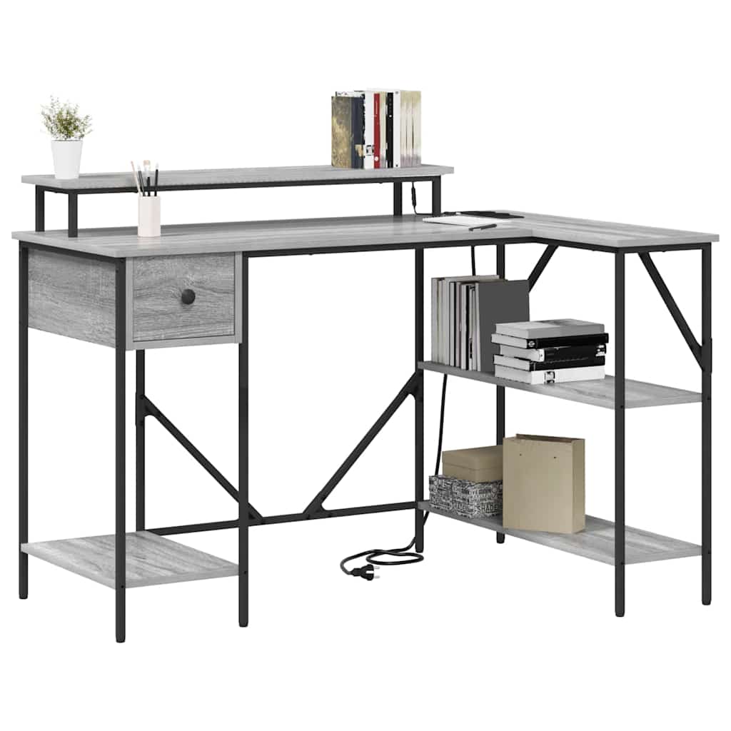 Stol s policom Siva Sonoma 120 x 79 x 86,5 cm Konstruirano drvo