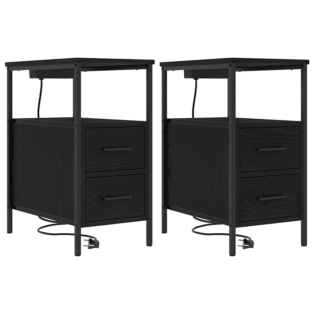 Noćni ormar 2 pcs Crni hrast 30 x 48 x 61 cm Konstruirano drvo