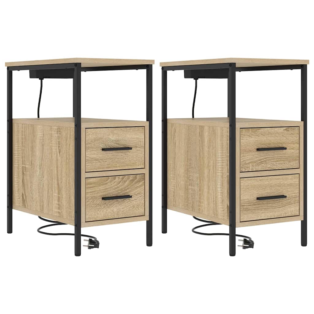 Noćni ormar s ladicama 2 pcs Sonoma hrast 30 x 48 x 61 cm