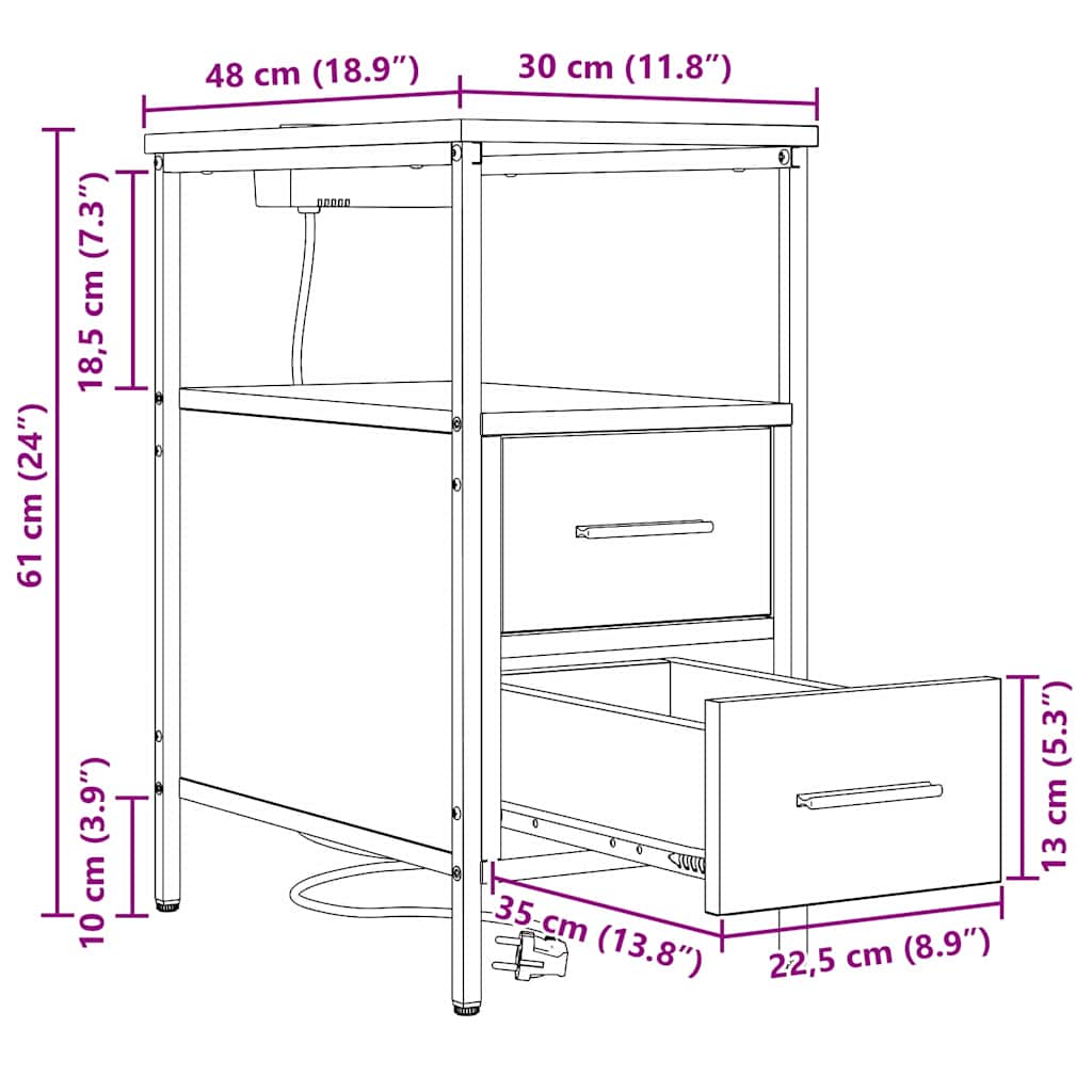 Noćni ormar s ladicama 2 pcs Sonoma hrast 30 x 48 x 61 cm