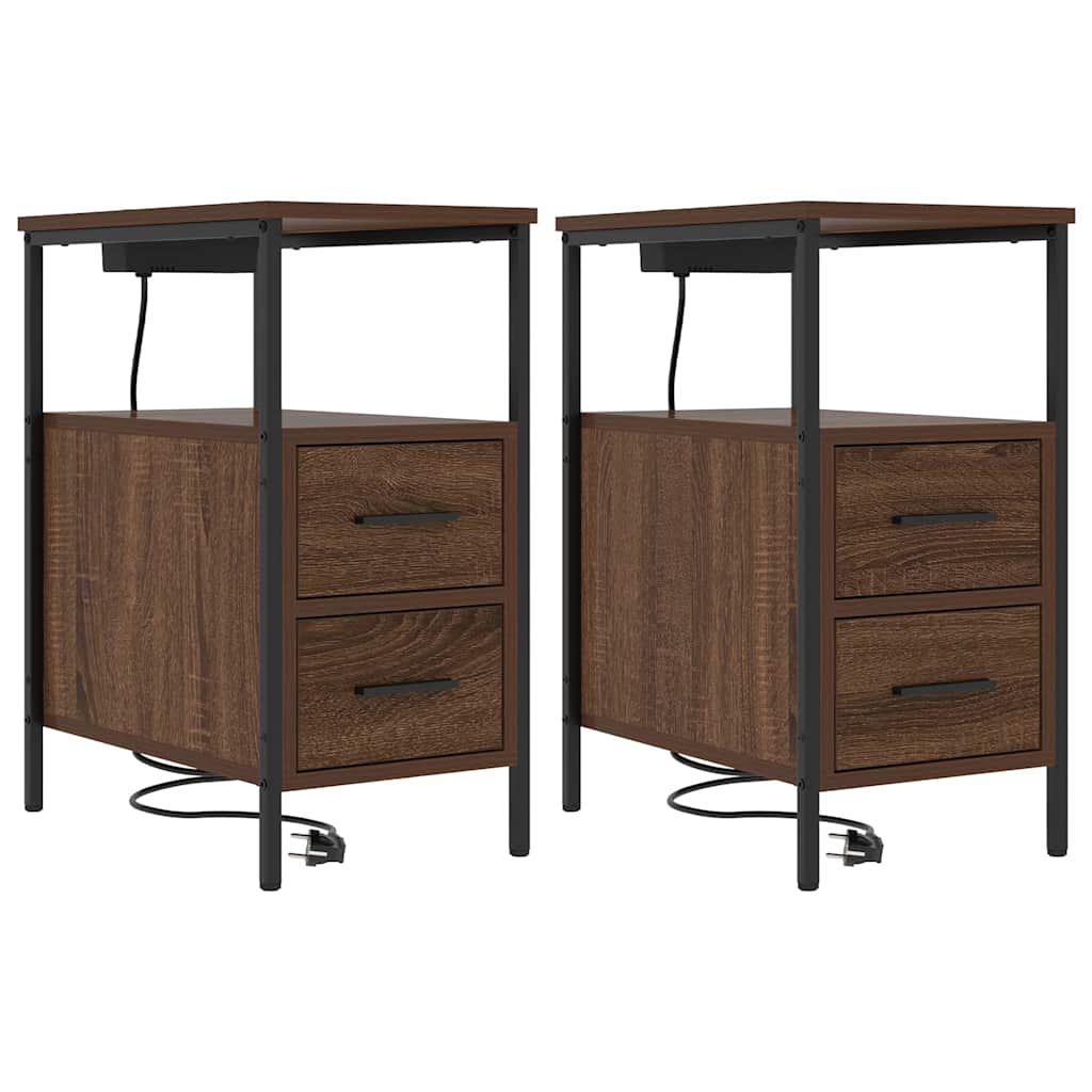 Noćni ormar 2 pcs Smeđi hrast 30 x 48 x 61 cm Konstruirano drvo