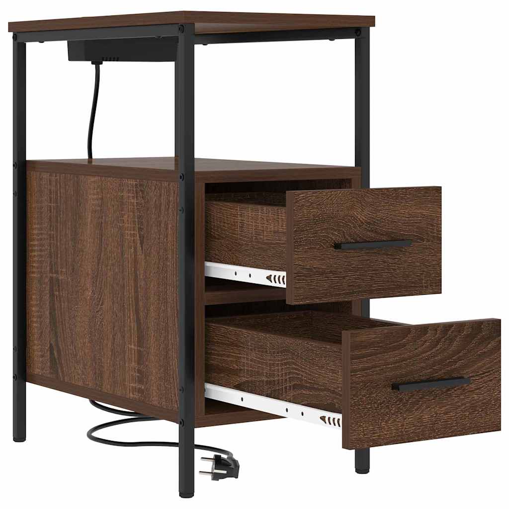 Noćni ormar 2 pcs Smeđi hrast 30 x 48 x 61 cm Konstruirano drvo