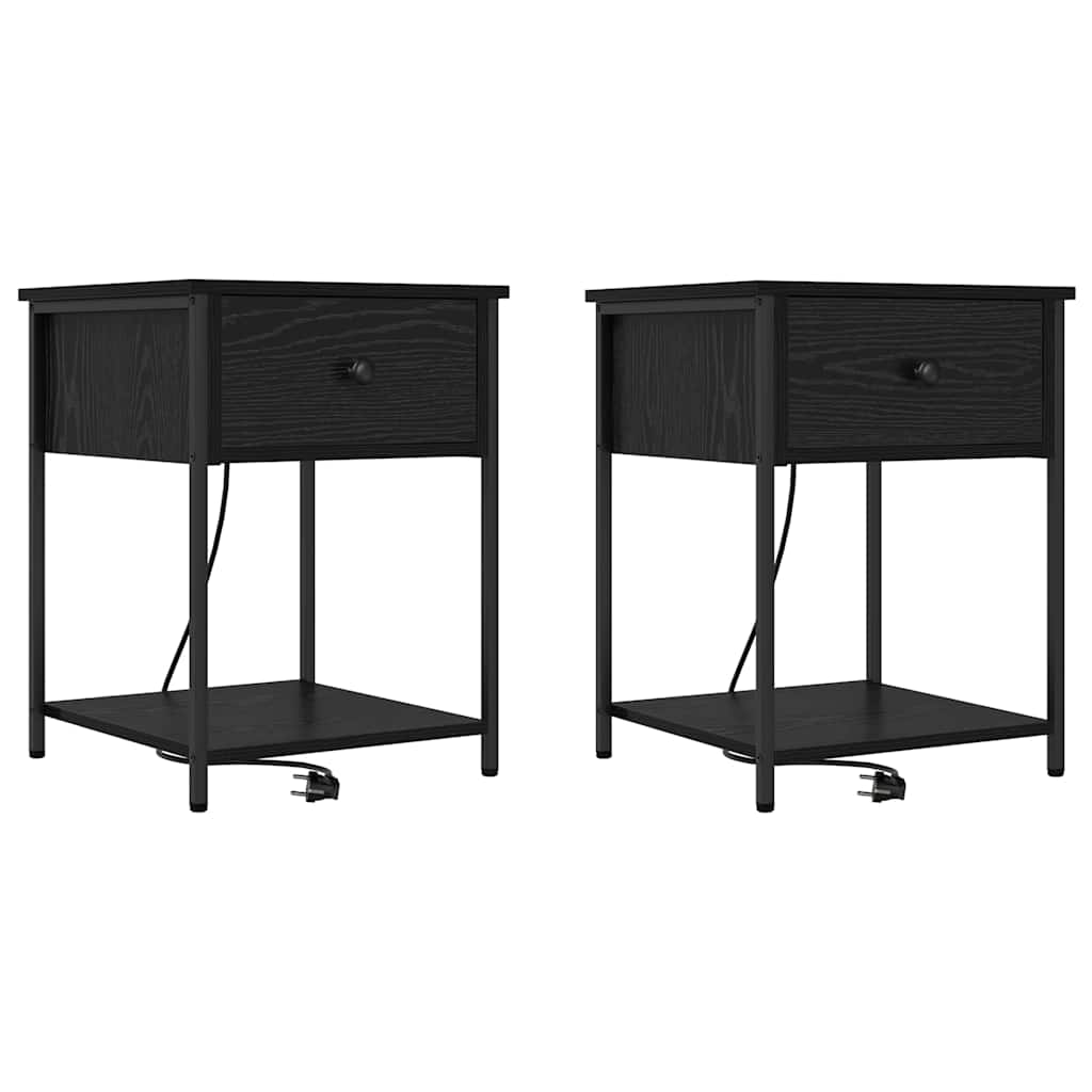 Noćni ormar 2 pcs Crni hrast 42 x 41 x 56 cm Konstruirano drvo