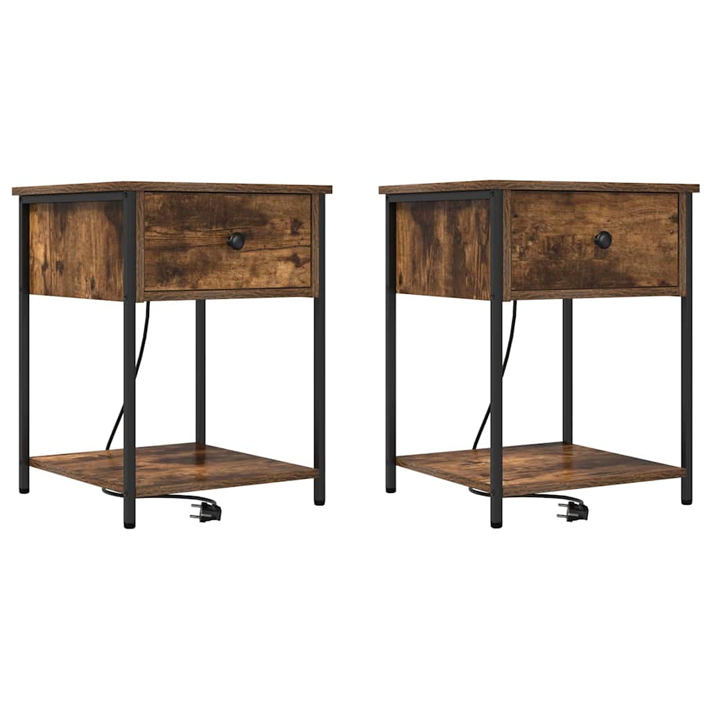 Noćni ormar s ladicama 2 pcs Dimljeni hrast 42 x 41 x 56 cm