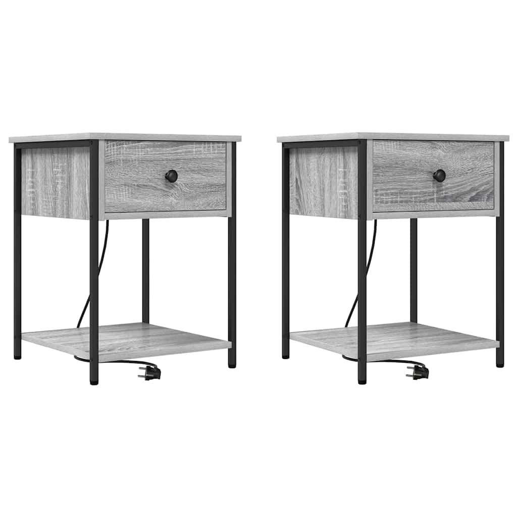 Noćni ormar 2 pcs Siva Sonoma 42 x 41 x 56 cm Konstruirano drvo