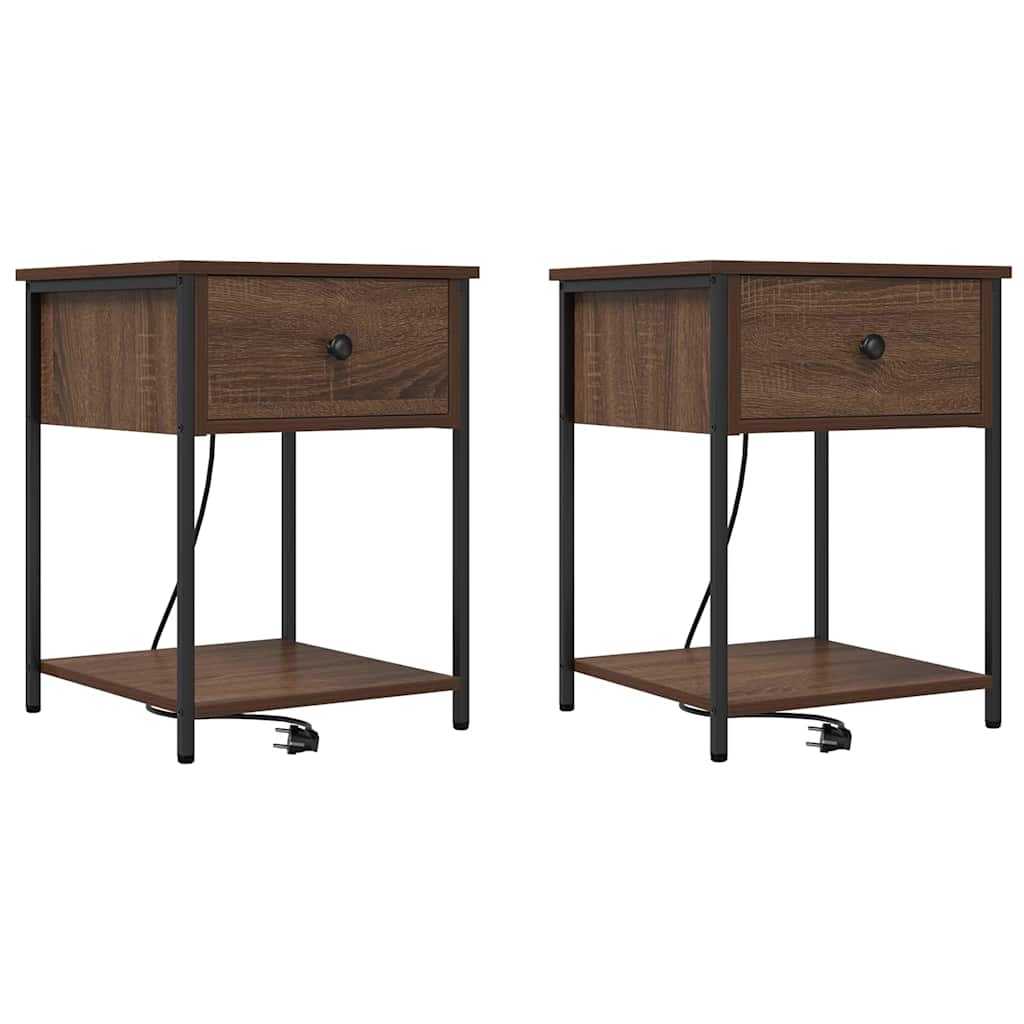 Noćni ormar 2 pcs Smeđi hrast 42 x 41 x 56 cm Konstruirano drvo