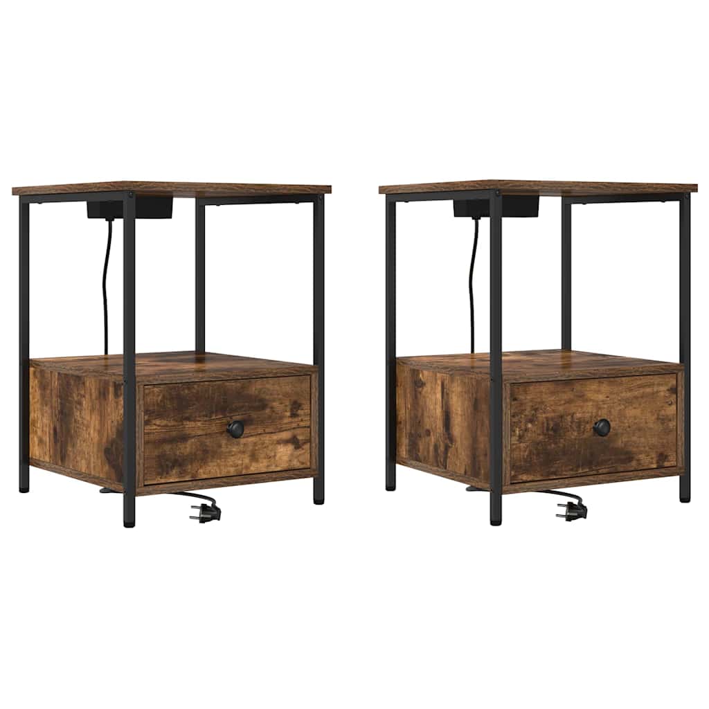 Noćni ormar s ladicama 2 pcs Dimljeni hrast 42 x 41 x 56 cm