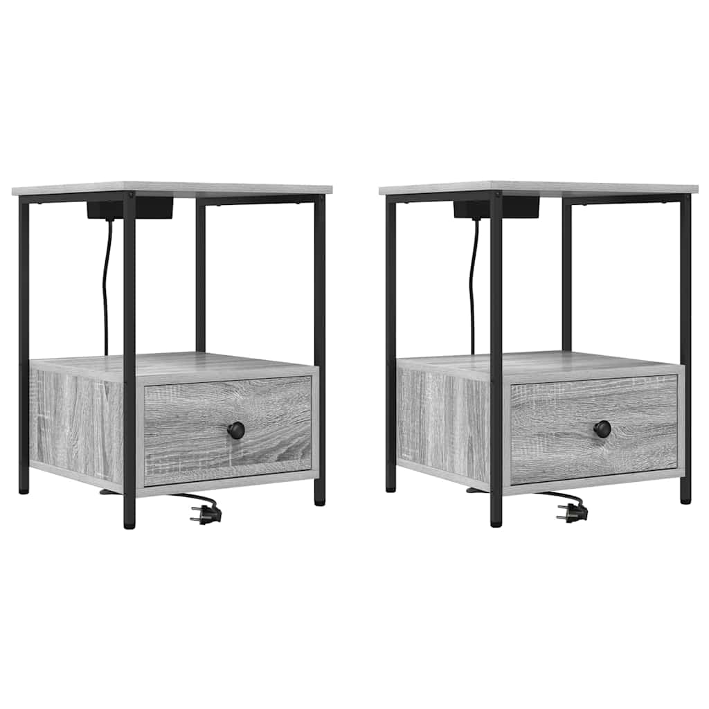 Noćni ormar 2 pcs Siva Sonoma 42 x 41 x 56 cm Konstruirano drvo