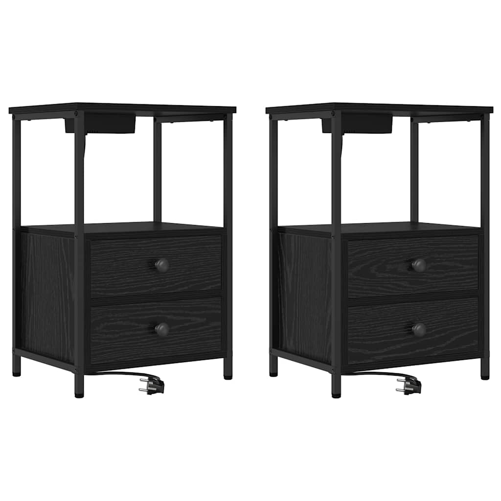 Noćni ormar 2 pcs Crni hrast 40 x 31 x 60 cm Konstruirano drvo