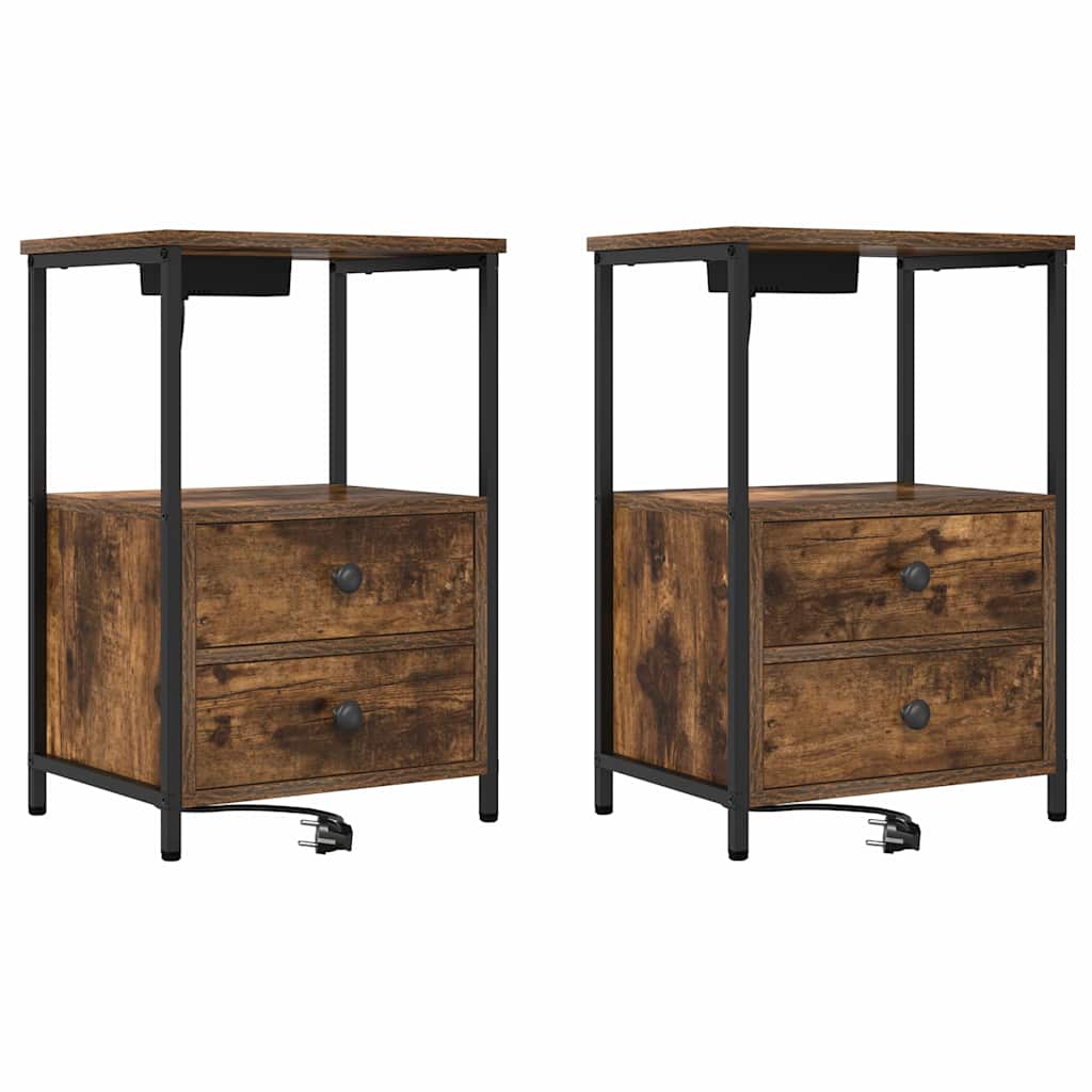 Noćni ormar s ladicama 2 pcs Dimljeni hrast 40 x 31 x 60 cm