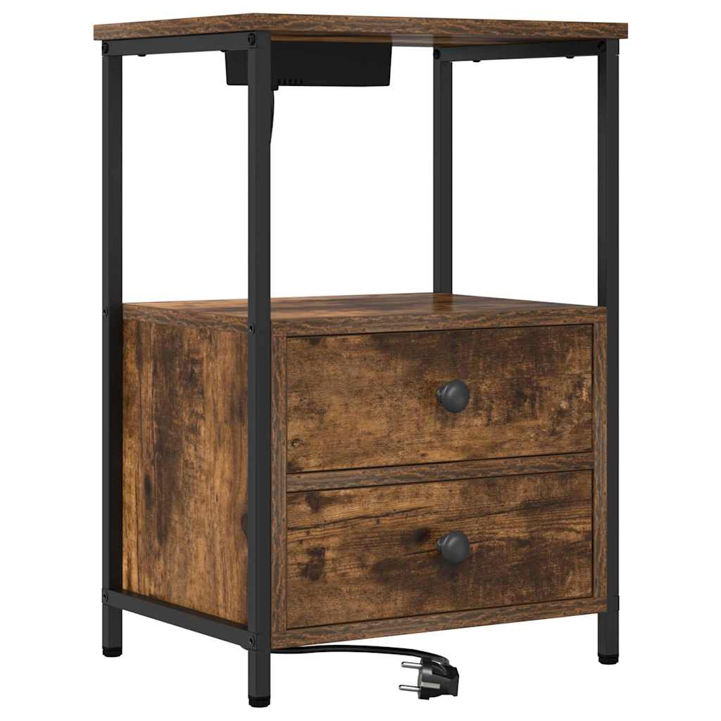 Noćni ormar s ladicama 2 pcs Dimljeni hrast 40 x 31 x 60 cm