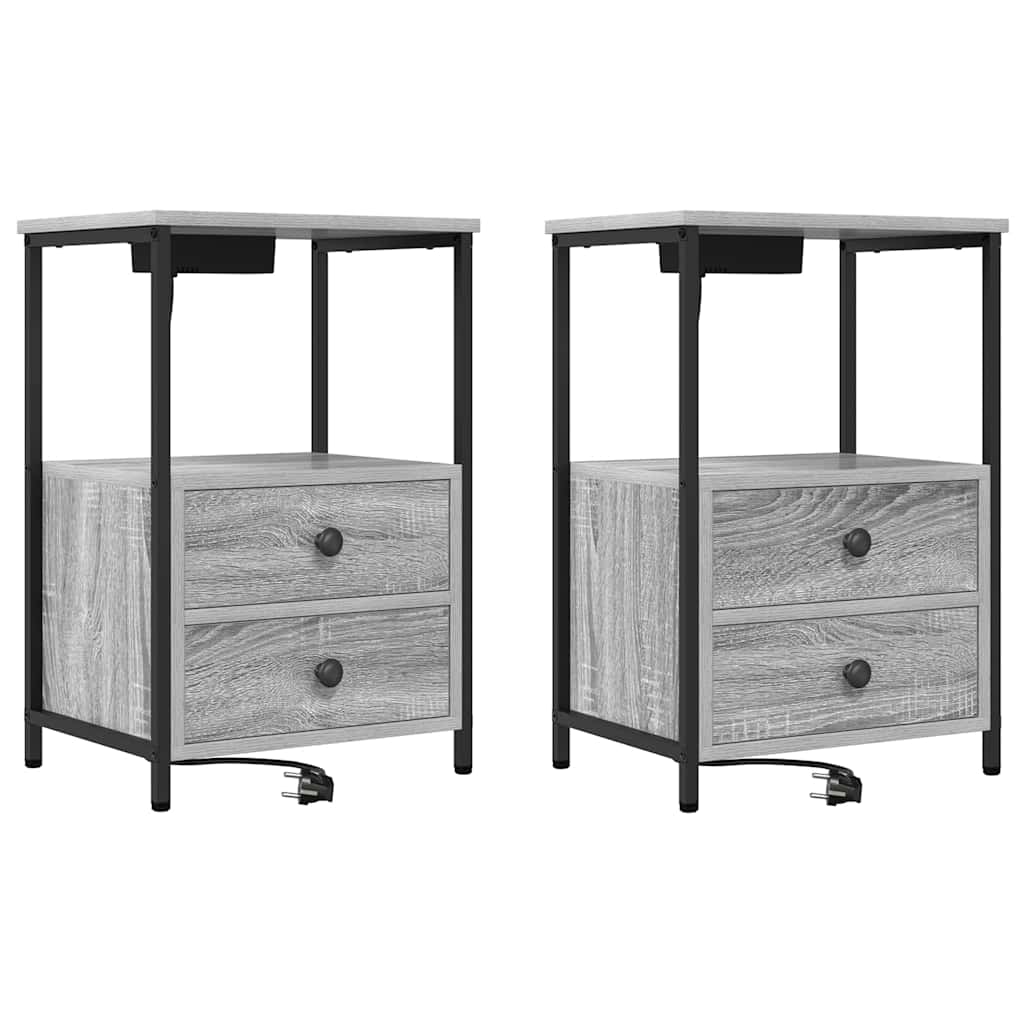 Noćni ormar 2 pcs Siva Sonoma 40 x 31 x 60 cm Konstruirano drvo
