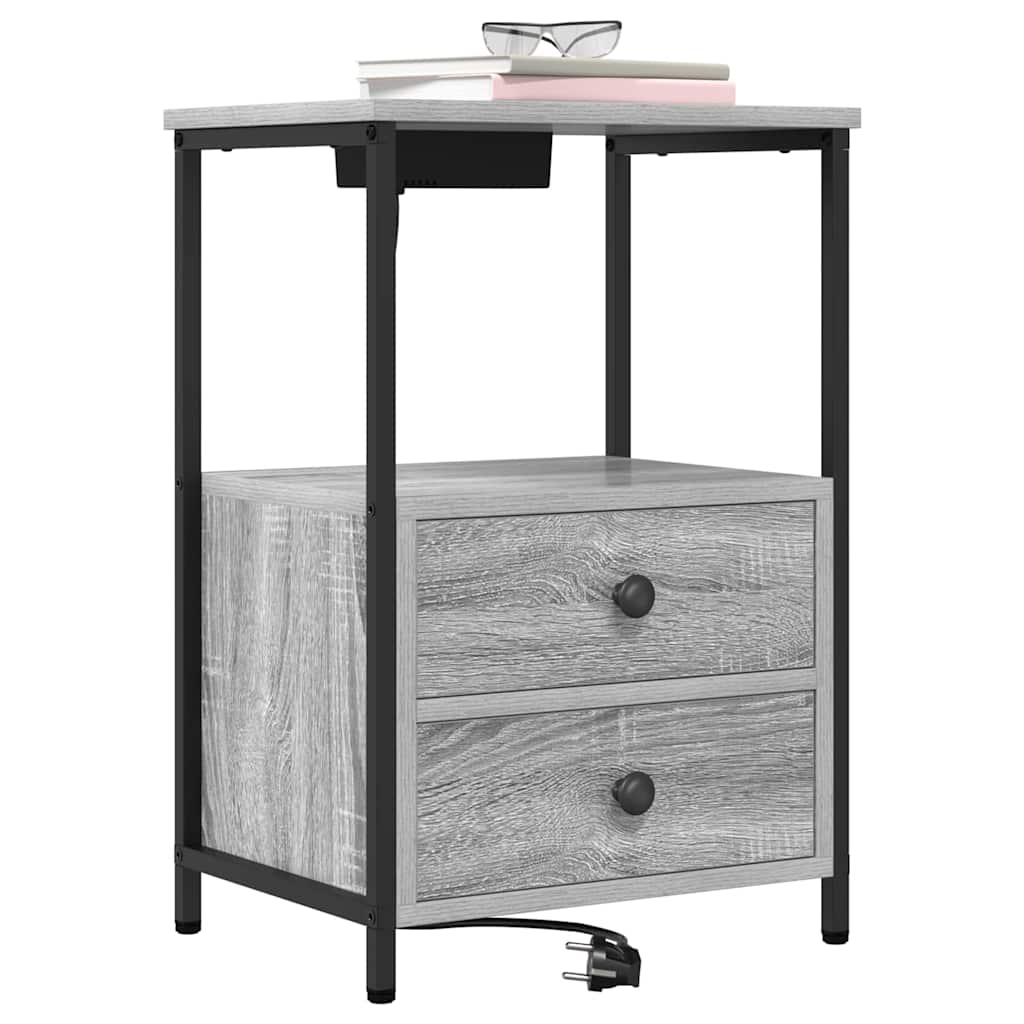Noćni ormar 2 pcs Siva Sonoma 40 x 31 x 60 cm Konstruirano drvo