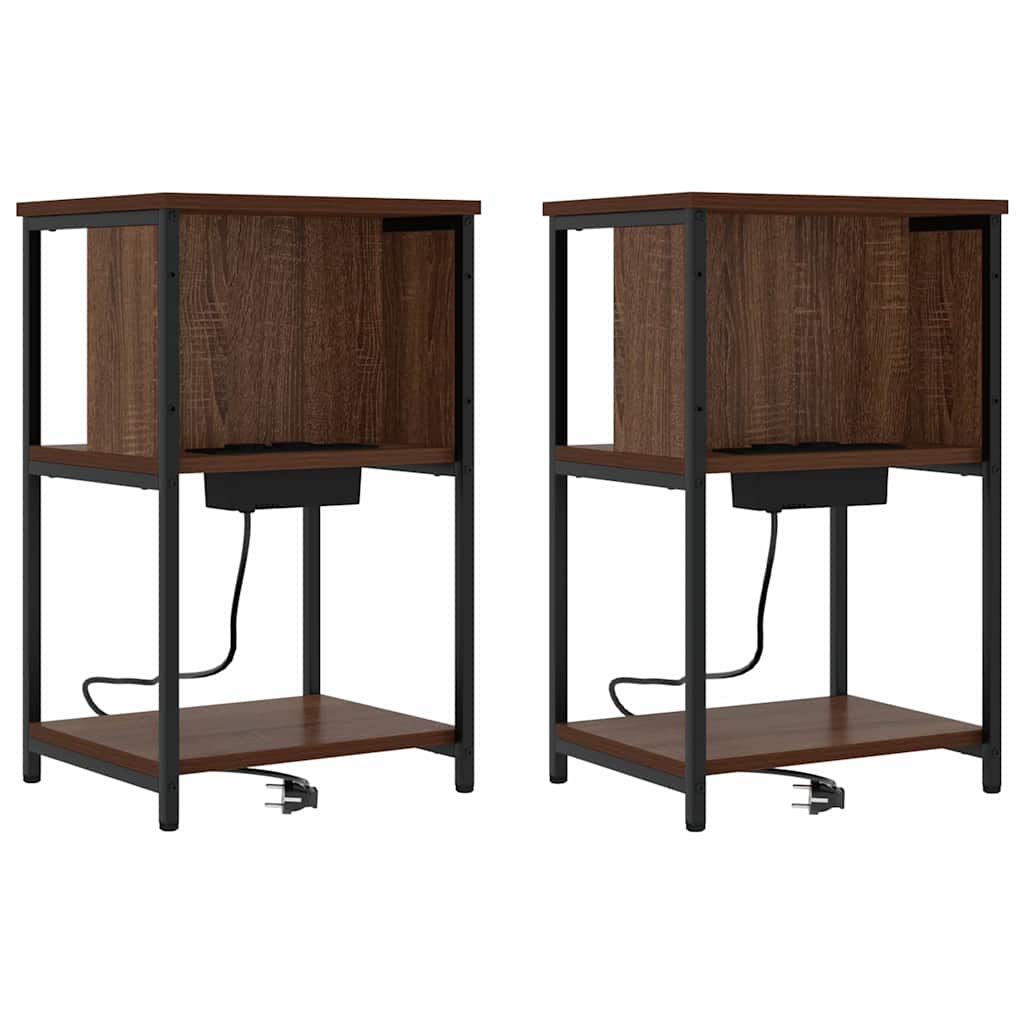 Noćni ormar 2 pcs Smeđi hrast 38 x 31 x 61 cm Konstruirano drvo