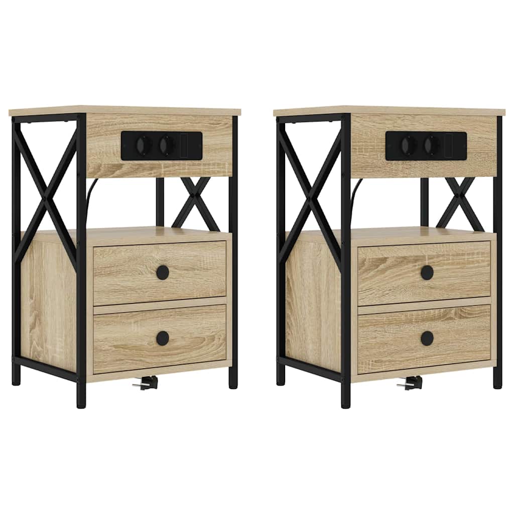Noćni ormar s ladicama 2 pcs Sonoma hrast 40 x 31 x 60 cm