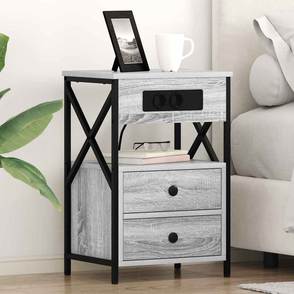 Noćni ormar 2 pcs Siva Sonoma 40 x 31 x 60 cm Konstruirano drvo