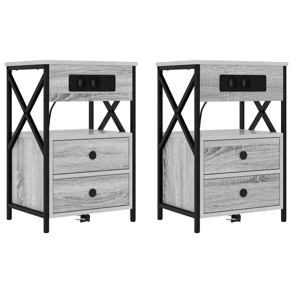 Noćni ormar 2 pcs Siva Sonoma 40 x 31 x 60 cm Konstruirano drvo
