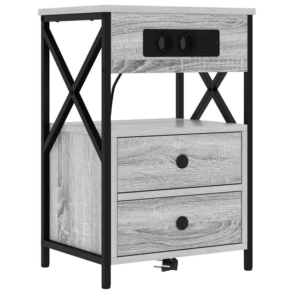 Noćni ormar 2 pcs Siva Sonoma 40 x 31 x 60 cm Konstruirano drvo