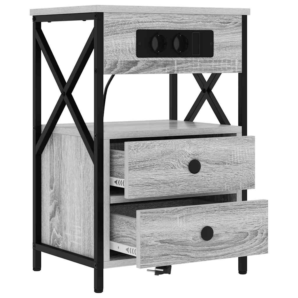 Noćni ormar 2 pcs Siva Sonoma 40 x 31 x 60 cm Konstruirano drvo
