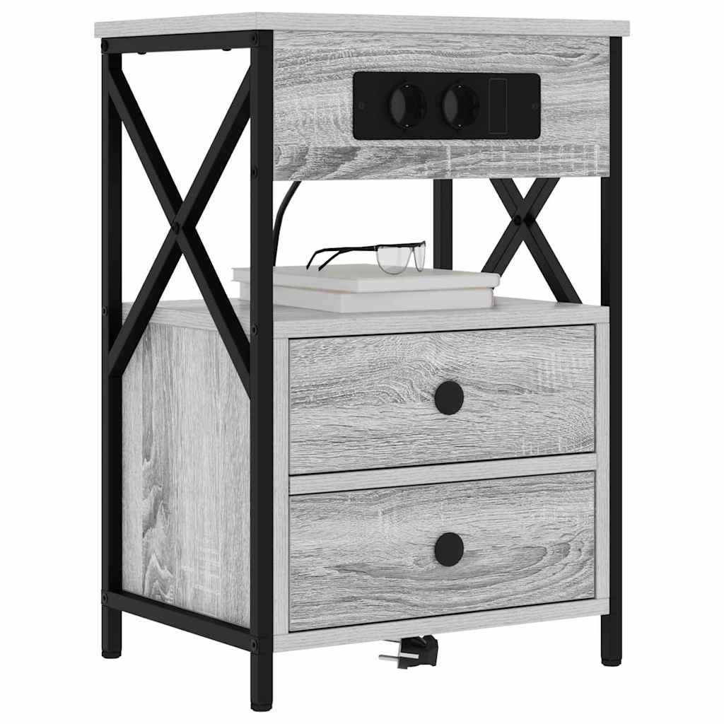 Noćni ormar 2 pcs Siva Sonoma 40 x 31 x 60 cm Konstruirano drvo