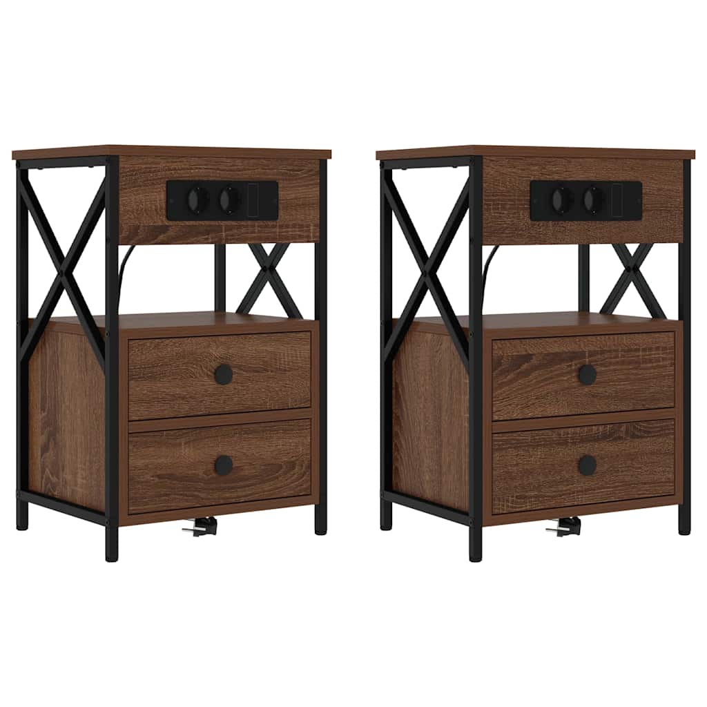 Noćni ormar 2 pcs Smeđi hrast 40 x 31 x 60 cm Konstruirano drvo
