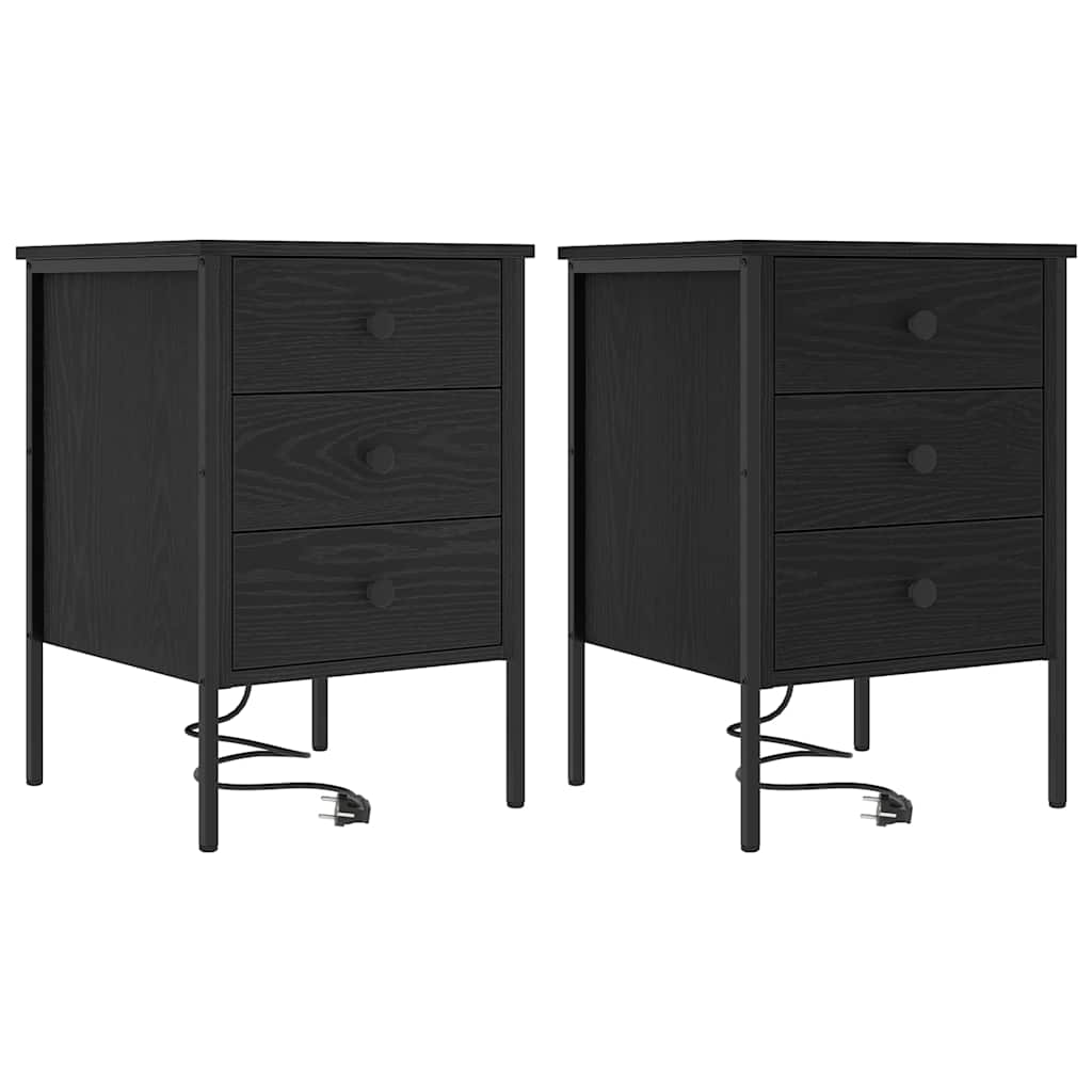Noćni ormar 2 pcs Crni hrast 42 x 41 x 61 cm Konstruirano drvo