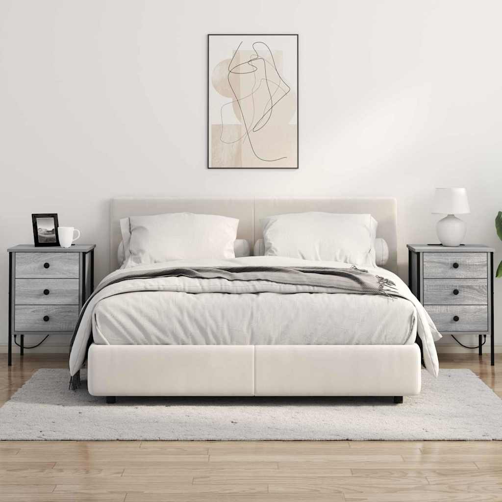 Noćni ormar 2 pcs Siva Sonoma 42 x 41 x 61 cm Konstruirano drvo