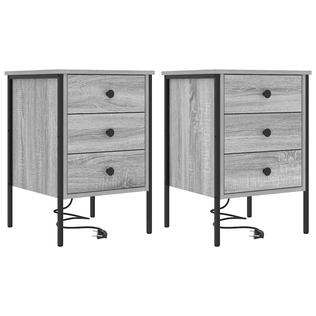 Noćni ormar 2 pcs Siva Sonoma 42 x 41 x 61 cm Konstruirano drvo