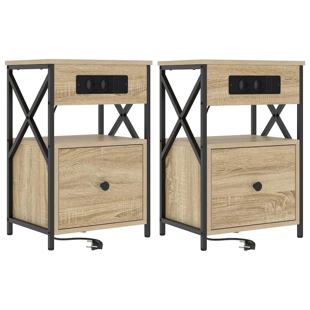 Noćni ormar s ladicama 2 pcs Sonoma hrast 40 x 31 x 60 cm