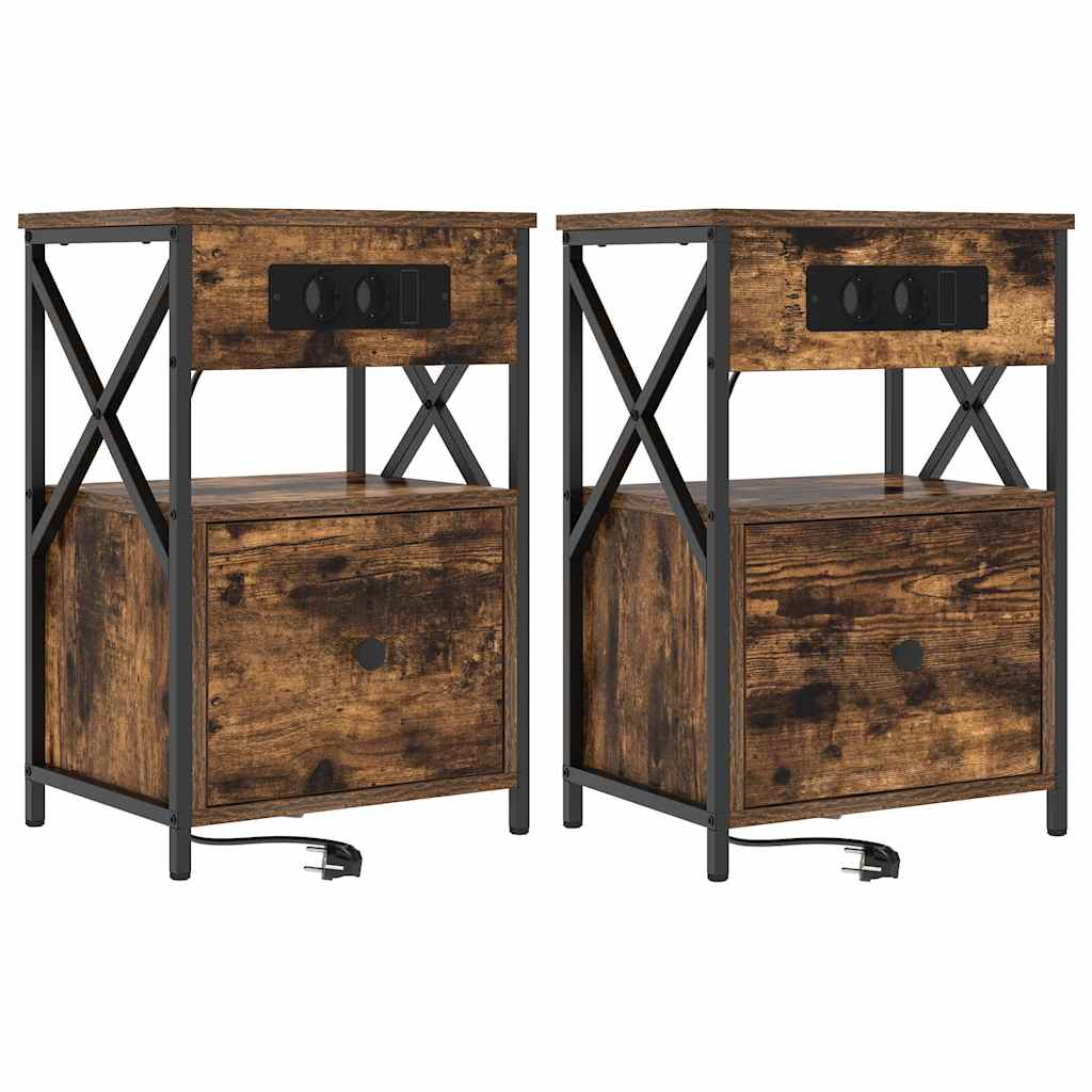Noćni ormar s ladicama 2 pcs Dimljeni hrast 40 x 31 x 60 cm