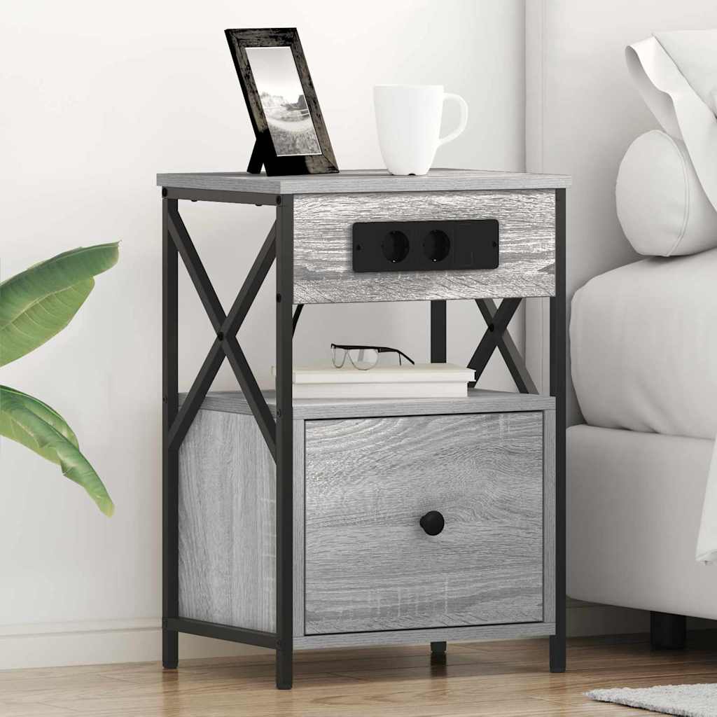 Noćni ormar 2 pcs Siva Sonoma 40 x 31 x 60 cm Konstruirano drvo