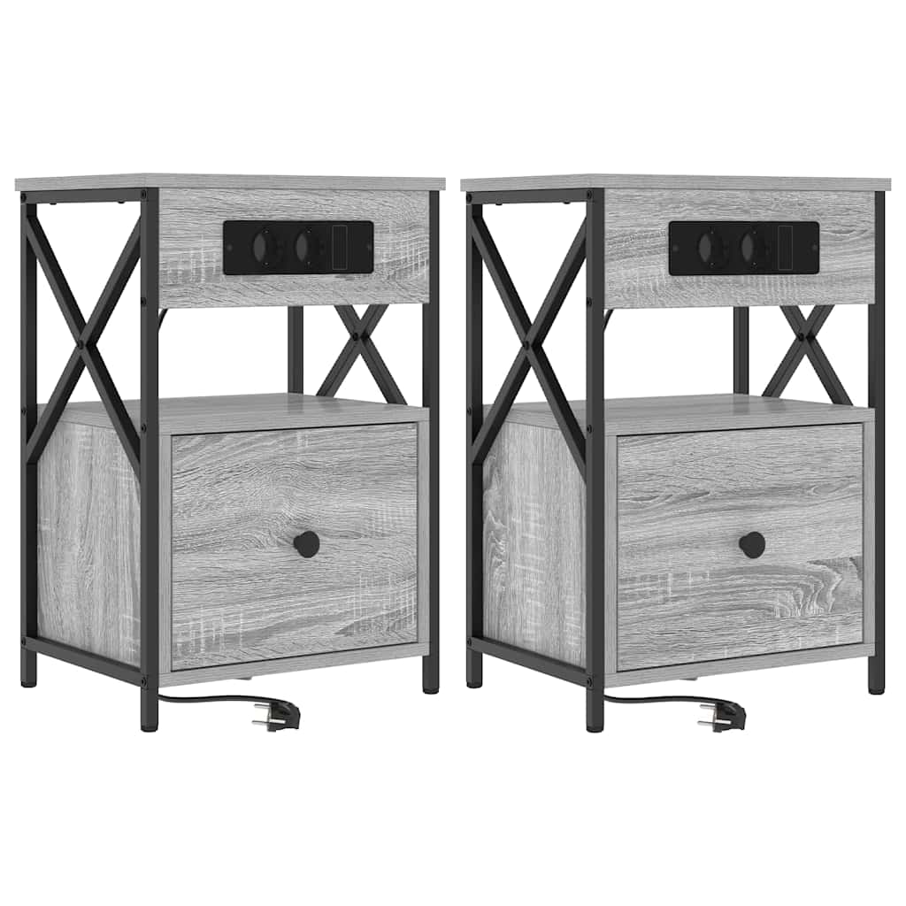 Noćni ormar 2 pcs Siva Sonoma 40 x 31 x 60 cm Konstruirano drvo