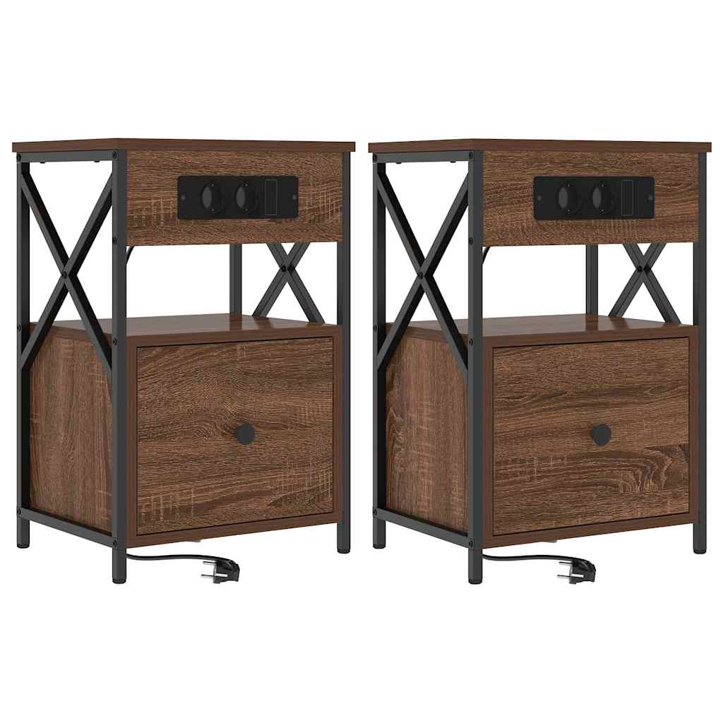 Noćni ormar 2 pcs Smeđi hrast 40 x 31 x 60 cm Konstruirano drvo