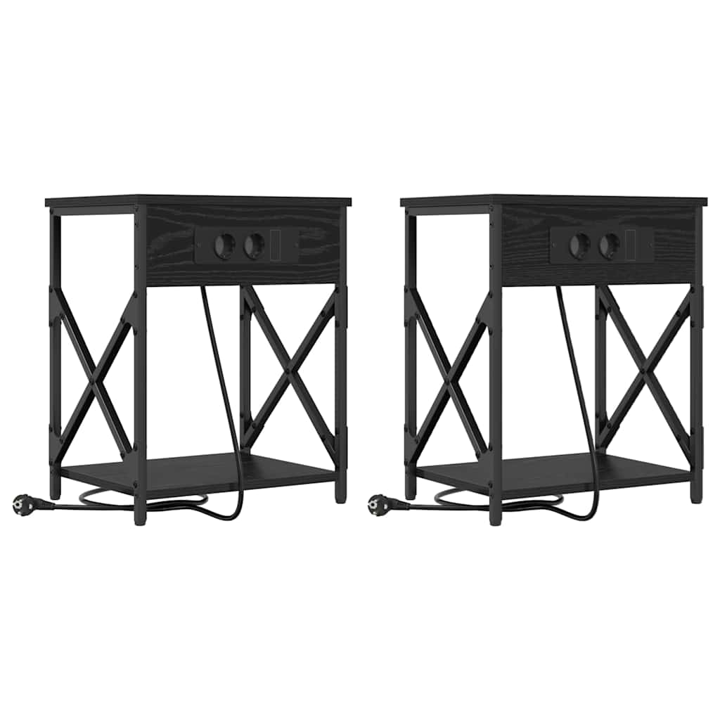 Noćni ormar 2 pcs Crni hrast 41 x 31 x 51 cm Konstruirano drvo