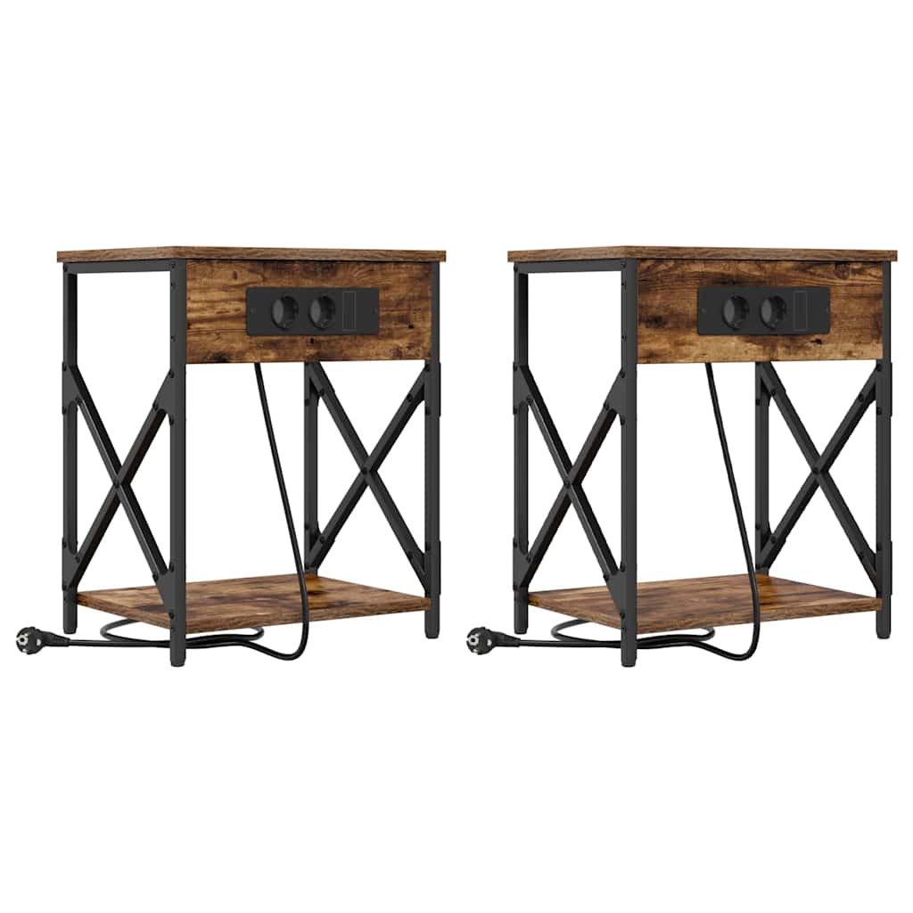 Noćni ormar 2 pcs Dimljeni hrast 41 x 31 x 51 cm