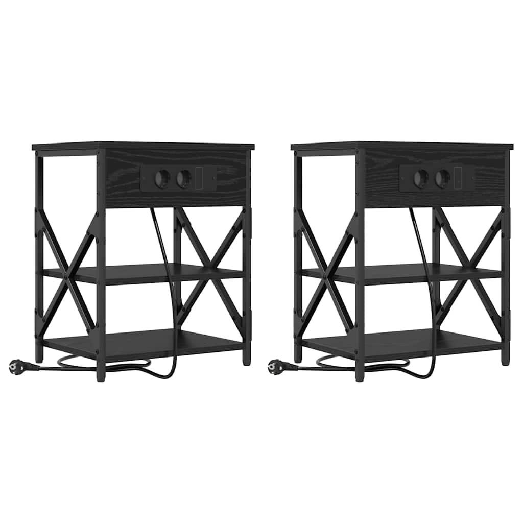 Noćni ormar 2 pcs Crni hrast 41 x 31 x 51 cm Konstruirano drvo
